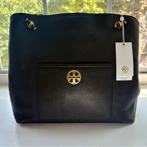 Tory Burch Black and Gold Shoulder Bag
